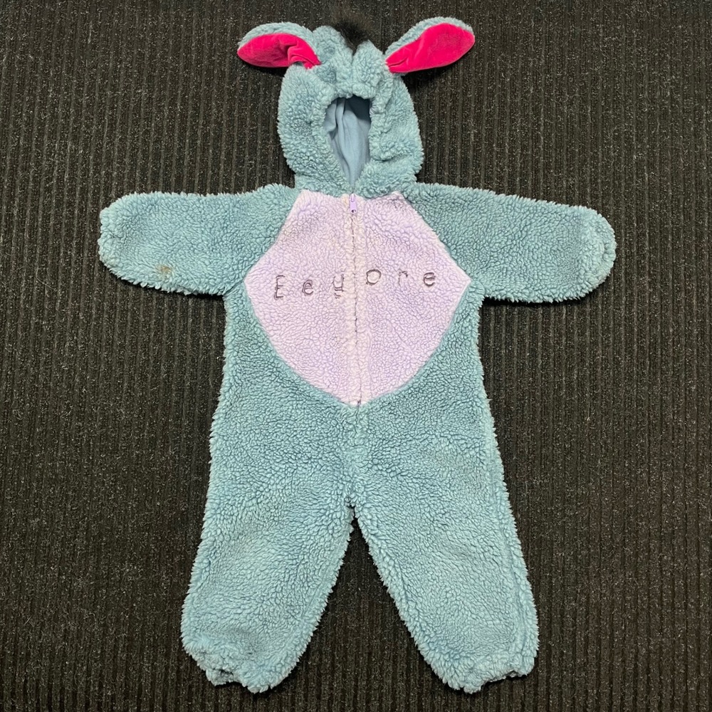 Disney Store Eeyore Sherpa Fleece Costume Hooded Jumpsuit Blue Purple 2-4T